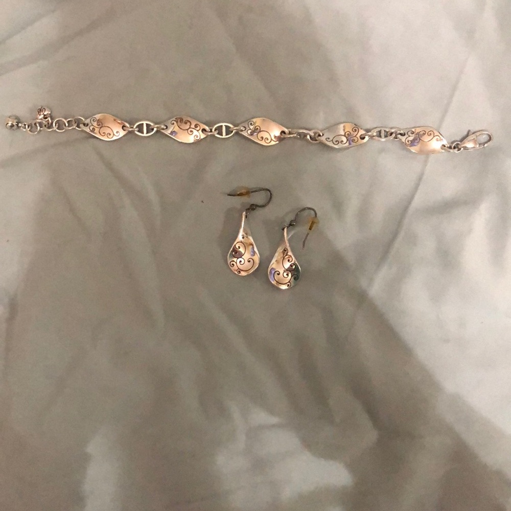 Vintage Brighton Silver Twist Bracelet & Earrings